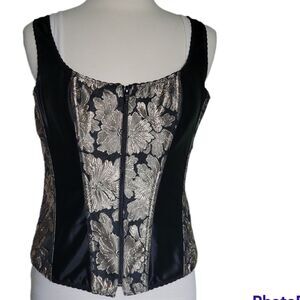 TESA BLACK GOLD FLORAL STRIPE CORSET - 40